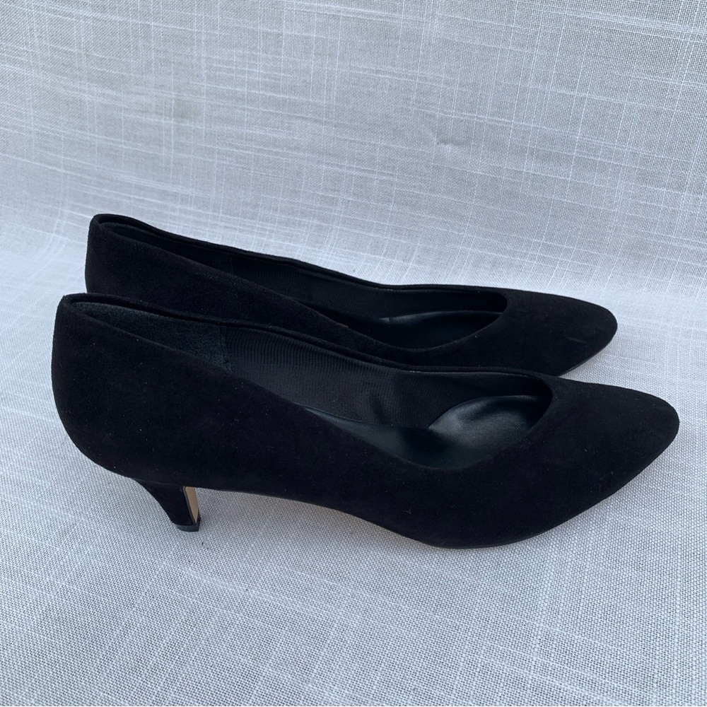 Vtg Joyce Womens Heel Shoes Black Suede Size 9 Leather USA - Picture 6 of 12